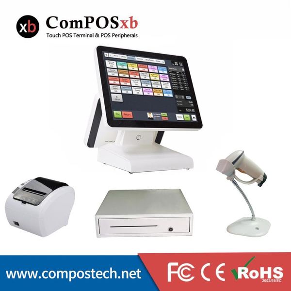 

stock 15inch dual screen system for retailers all in one cash drawer machine pc