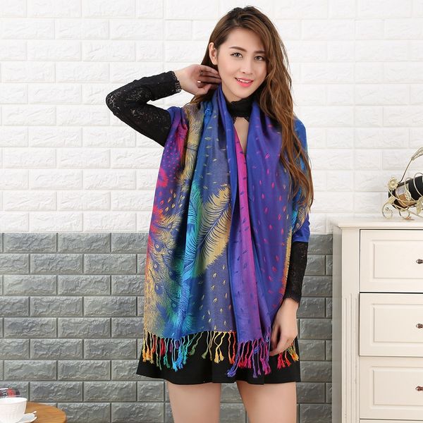 

scarves muslim headscarf islamic hijab scarf women's ethnic style tassel cotton twill shawls and wraps autumn winter gradient color war, Blue;gray