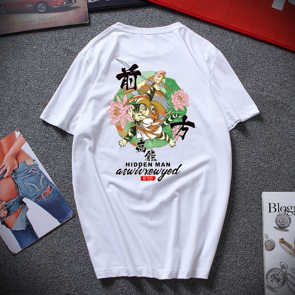 

2019 camiseta masculina japan retro style hidden man ninja cat hip hop t shirt short sleeve cotton t-shirt harajuku street