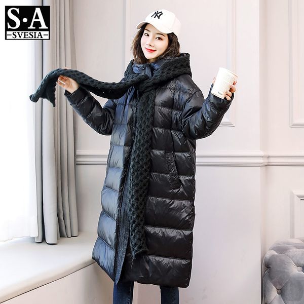 

2020 women's down coats jacket loose temperament versatile fashion slim long women's down jackets coat, Black