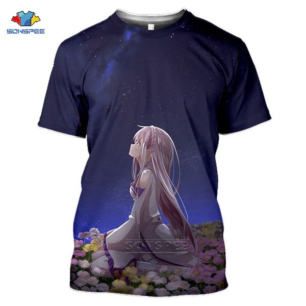 

anime loli game summer re zero rem homme 3d print shirts harajuku oversized graphic men clothing