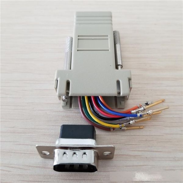 

10pcs/lot rj45 female to db9 male rs232 com port modular extender for pc diy