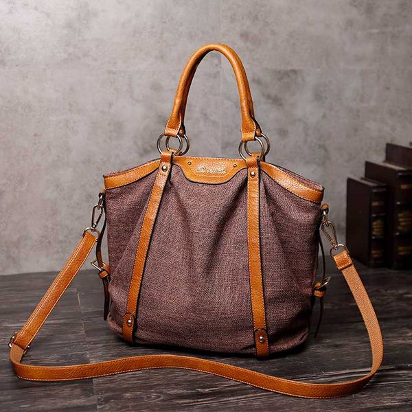 

vintage women genuine leather tote bag new leisure handle bags lady casual cow leather crossbody shoulder bags handbag t57