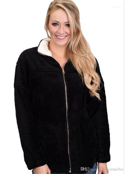 

clothing women new fashion designer wool coat winter lapel neck zipper warm long sleeve jacket womens, Black