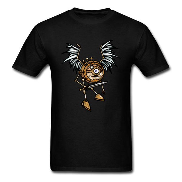 

novelty 2018 men vintage cartoon robot warrior print & tees cool black short sleeve t-shirt custom geek design