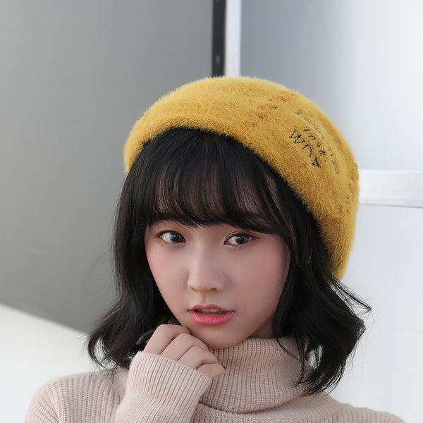 

berets for ladies knitted artist beret cap hats woman women's french hat spring causal plain, Blue;gray