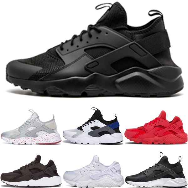 

classic men women running shoes huarache 1.0 4.0 triple black white black white black blue grey with red dot sneakers