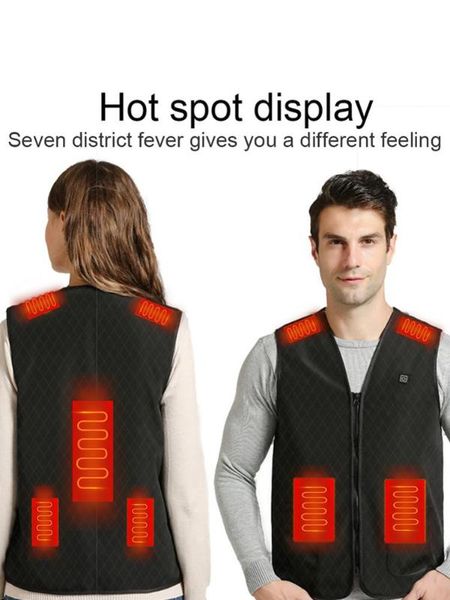 

outdoor t-shirts electric winter travel three grades fishing one button skiing women men heating vest adjustable waistcoat hiking usb chargi, Gray;blue