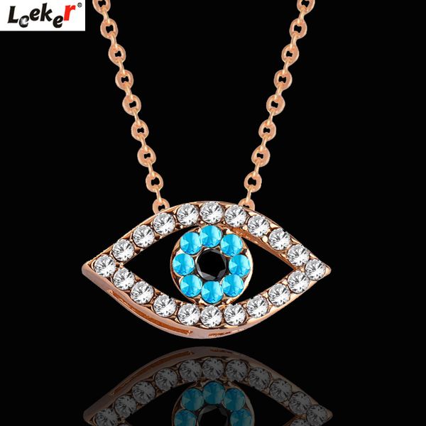 

pendant necklaces leeker vintage blue eyes choker necklace with cubic zirconia gold silver color chain women accessories jewelry 656 lk8