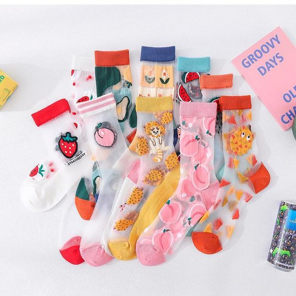 

fashion summer cute underwears women fruit crystal silk stockings woman lovely all-match breathale stocking summer women, Black;white