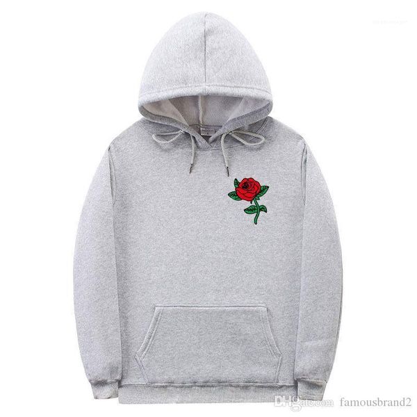 

hoodies crew neck long sleeve rose print solid color homme clothing fashion style casual apparel mens autumn designer, Black