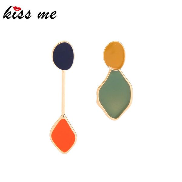 

ювелирные изделия kissme multicolor нерегулярное геометрическая эмаль падение серьги уникальный дизайн цвета золота asymmetric серьги женщин, Silver