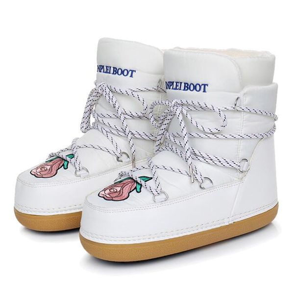 

snow boots women shoes winter flat ankle boots female slip on skid plus size warm cotton women's ankle for women, Black