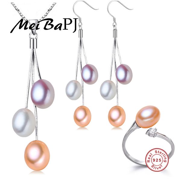 

meibapj] natural pearl bridal jewelry sets for women long tassel earrings necklaces with gift box, Silver