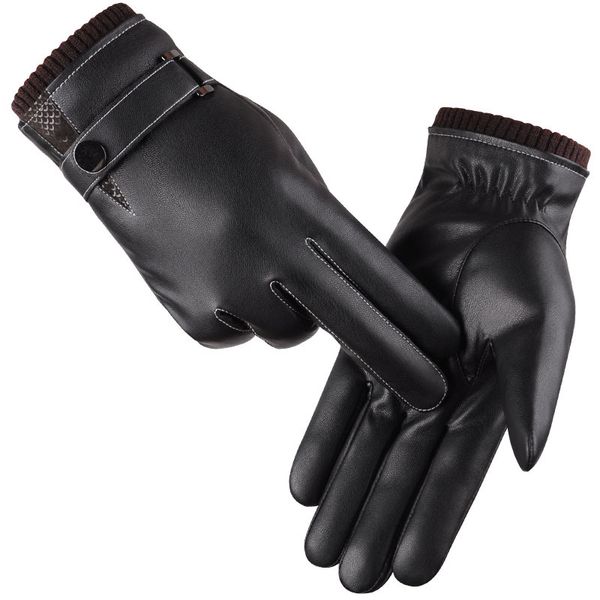 

men' gloves winter mittens keep warm touch screen windproof driving gloves 2020 male autumn winter guantes black leather, Blue;gray