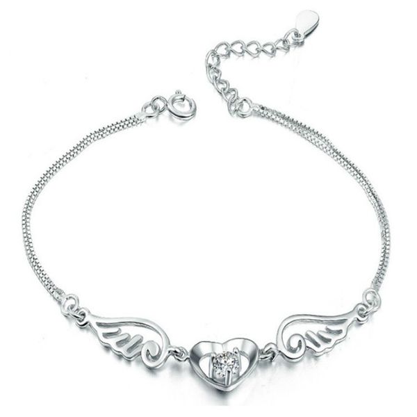 

charm bracelets silver plated bracelet angel lovers jewelry, Golden;silver