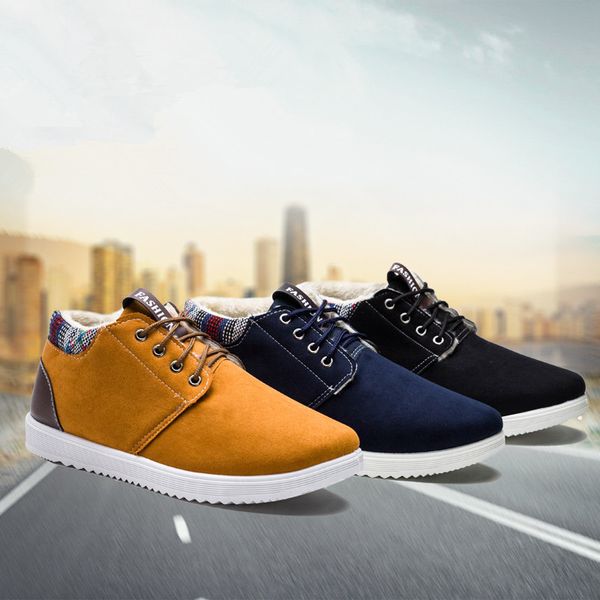 

autumn and winter men's snow boots, plush and thickened warm comfortable cotton shoes, antiskid boots, Black