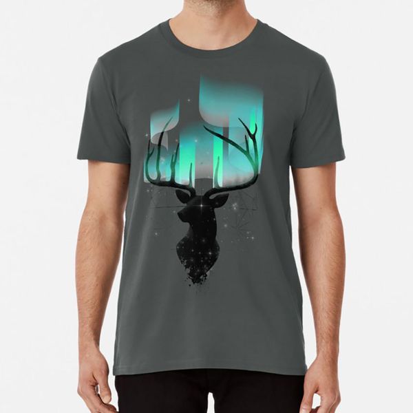 

northern lights t shirt aurora borealis stars surreal deer lights geometric