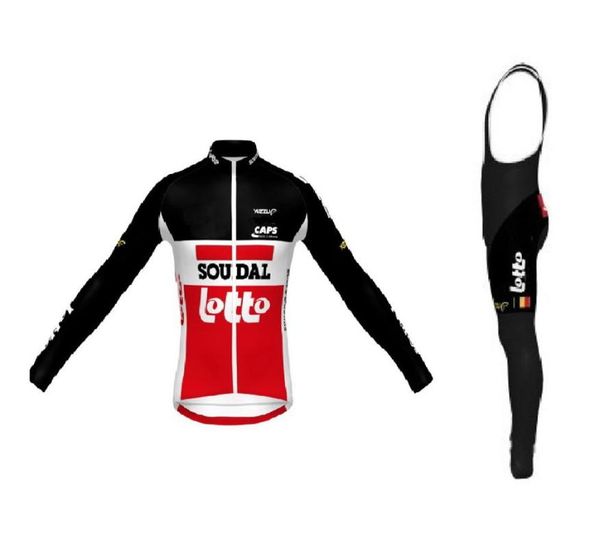 

spring summer 2020 lotto soudal pro team men's cycling jersey long sleeve bicycle clothing with bib pants ropa ciclismo, Black;blue