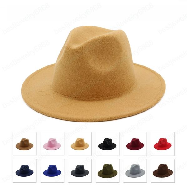 Britischer Stil Vintage Wolle Fedoras Hut für Party Gentleman elegante Dame Winter Herbst breite Krempe Jazz Kirche Panama Sombrero Cap