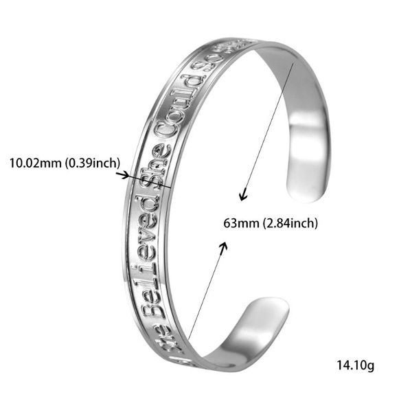 

zvk007 selling stainless steel bangle engraved she belived she could so did inspiration letter bracelet women jewelry, Golden;silver