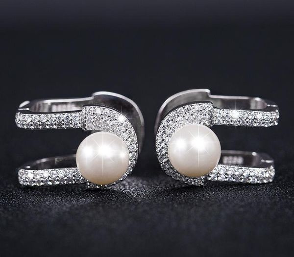 

exquisite pearl earrings genuine natural freshwater pearl white gold filled stud earrings pearl jewelry for wemon wedding gift220986, Golden;silver