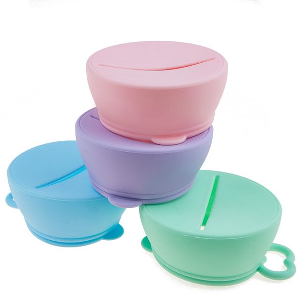 à prova de derramamento do bebê Silicone Cup Caneca de vidro Tampas Tampa FDA Aprovado dobrável bebê Snack bacia para Crianças Crianças