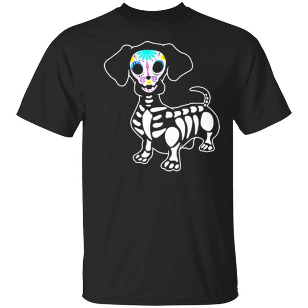 

dachshund skeleton pumpkin happy halloween t - shirt black - navy for men - women large size tee shirt