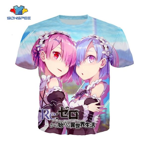 

re:zero ram and rem 3d anime summer street wear men 3d print shirts funny graphic oversized men clothing