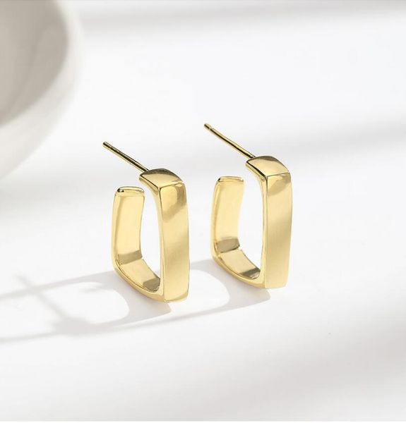 

2020 new fashion temperament simple short south korean earrings women's personality earrings geometric earrings 019, Golden;silver