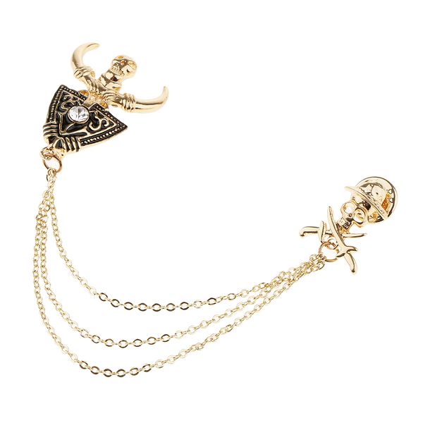 

costume party tassel crystal rhinestone bull horn boutonniere pin, Gray