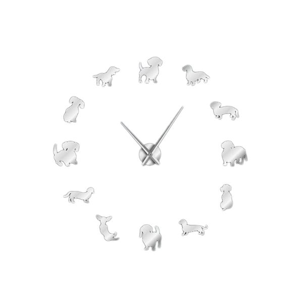 

diy dachshund wall art wiener-dog puppy dog pet frameless giant wall clock with mirror effect sausage dog large clock watch
