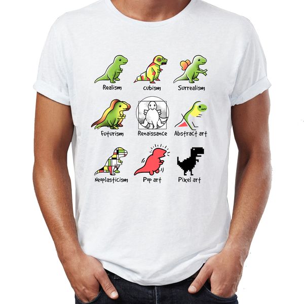 

men's t shirt different types of t rex artsy awesome artwork printed tee