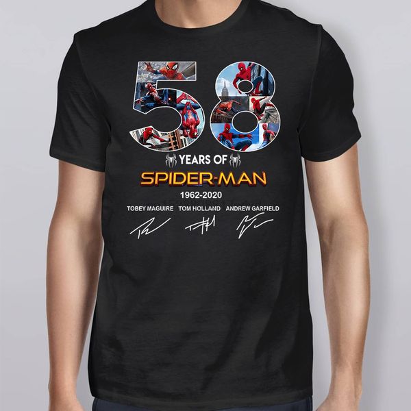 

58 years of spider man cast signatures men t-shirt cotton s-3xl 2020 tees