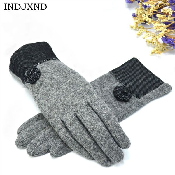 

indjxnd 2020 осень зима женская мода full finger варежки перчатки кашемир грелка дизайн стильная женская перчатки высокого качества, Blue;gray