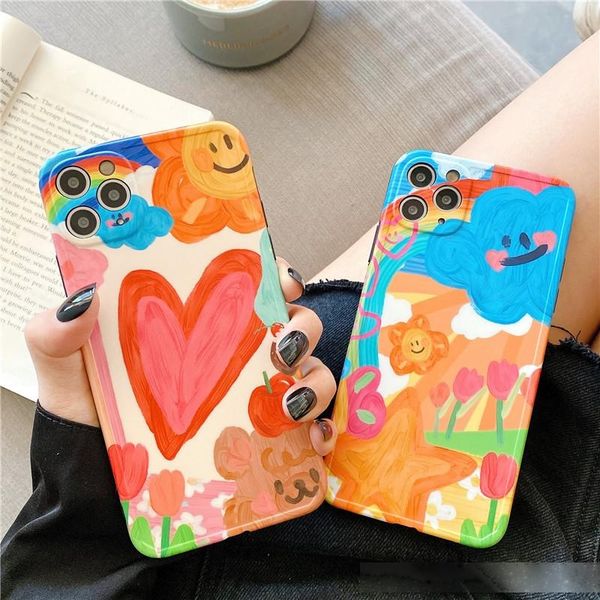 

ins hand-painted graffiti cartoon for apple iphone exs phone case 7/8plus 11promax female xr soft se
