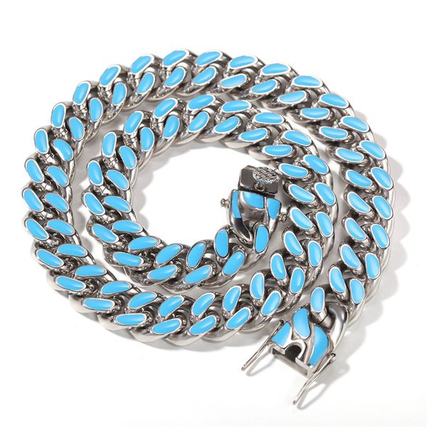 

stainless steel necklace 4 colors 11mm heavy miami cuban chain fashion hip hop jewelry for men gifts, Silver
