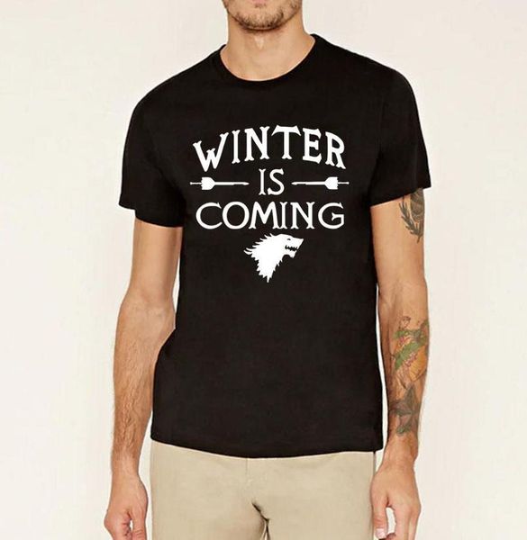 

2019 men's fashion color fashion o-neck casual winter is coming hip hop men t shirt funny short sleeve tee shirt men clothing