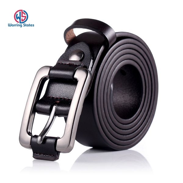 

[warring states] fashion vintage genuine leather belts for women alloy pin buckle female belt gifts for women, Black;brown