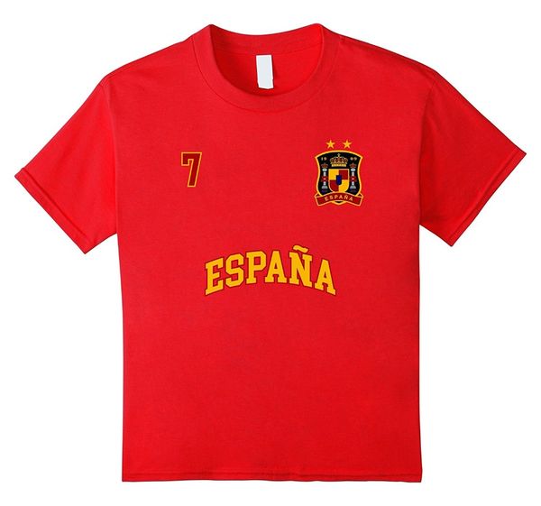 

new fashion summer new design cotton male tee shirt designing spain shirt number 7 soccers team spanish flag futbol espana tee
