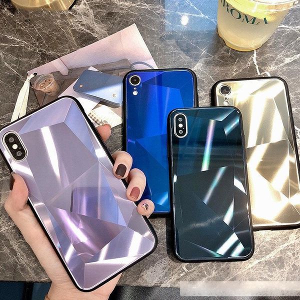 

luxury shining diamond texture phone case for iphone x xs xr xs max 6 6s 7 8 plus clear laser mirror acrylic back cover
