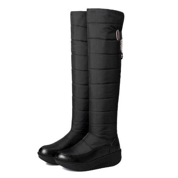 

boots waterproof over the knee high wedges platform winter for women shoes sonw, Black