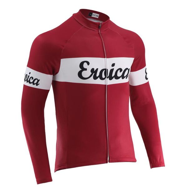 

classic retro cycling jersey long sleeve men autumn & winter fleece outdoor sports bike clothing road mtb bicycle clothes jersey, Black;red