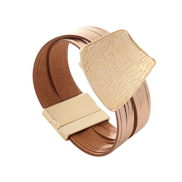 

новый многослойные шарм хаки черный кожаный браслет для женщин femme мода прохладный застежка браслет браслет браслеты, Golden;silver