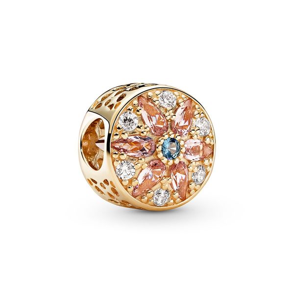 

2020 new authentic 925 sterling silver opulent pink flower floral charm charms beads fit pandora gold style bracelets for diy jewelry making, Black