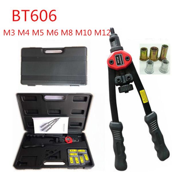 

riveter gun auto rivet tool 12" blind rivet nut gun heavy hand inser nut tool manual mandrels m3 m4 m5 m6 m8 m10 bt-606/603/605