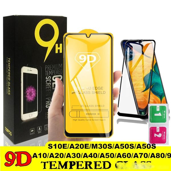 

9d full glue tempered glass for samsung galaxy s10 e a10 a50 a70 a90 a20e a2 core m30s a30s full coverage screen protector