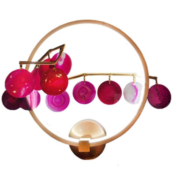 

modern colorful agate led wall sconce metal frame wall lamp for bedside dining room study home decoration lighting wa128