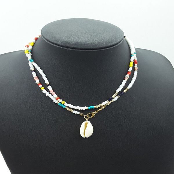 

trendy ethnic mixed color beads choker cowrie shell necklace summer hawaiian chic diy layering necklace boho jewelry gifts, Golden;silver