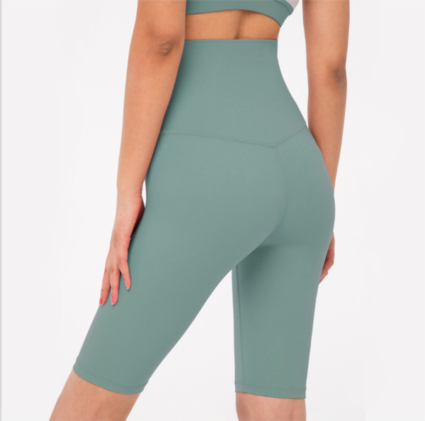 

yoga outfits nude peach hip five-point shorts women high waist energy seamless push up hips fitness sports tights, White;red